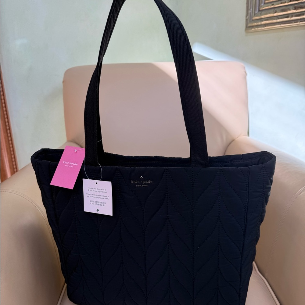 Kate Spade Black Quilted Ellie Tote Bag Black